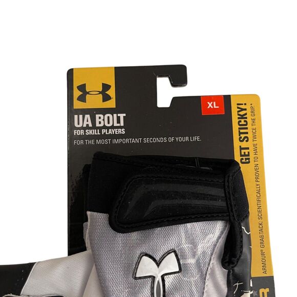Under Armour Bolt Football Gloves Skill Players Receiver Black Gray XL NIB - Picture 2 of 8